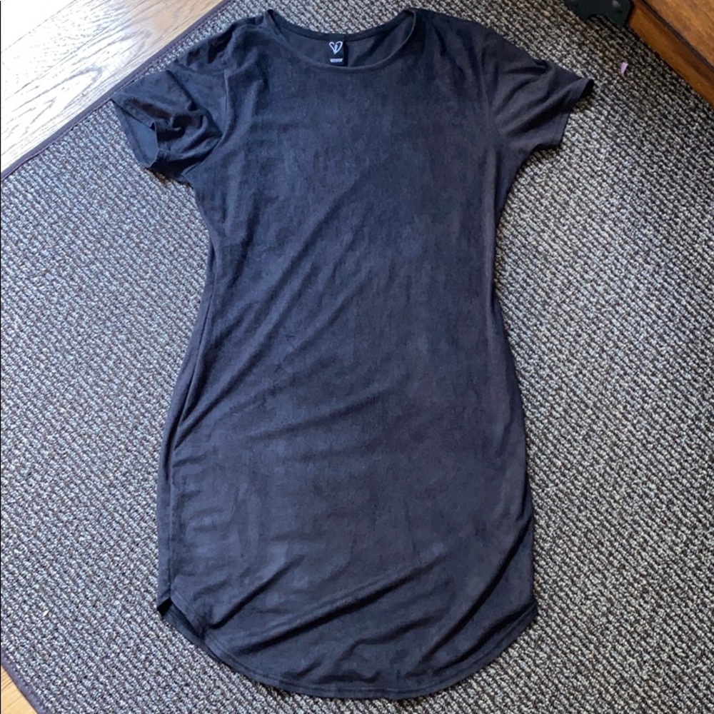 Black suede mini t-shirt dress